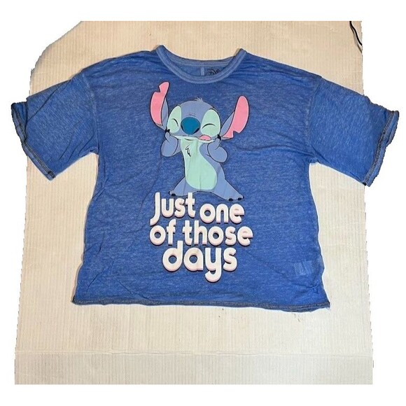 Disney Stitch PJ Top S Blue “Just One of Those Days” Cozycore Lounge/Sleepwear - Picture 1 of 4